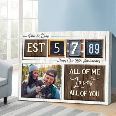 Happy 35th Anniversary Gift Custom Date For Couple Canvas Wall Art