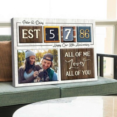 Happy 38th Anniversary Gift Custom Date For Couple Canvas Wall Art