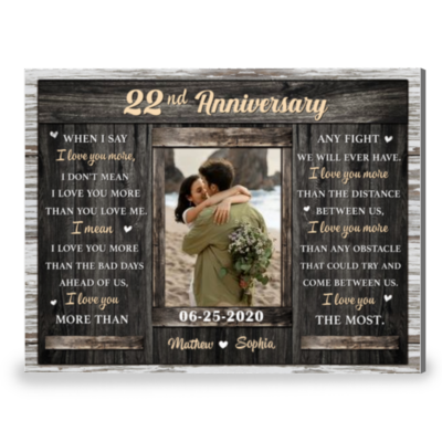 22nd Wedding Gift For Lovely Couple Custom Photo Canvas Wall Art