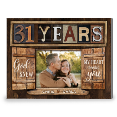 Loving 31 Years Anniversary Gift Window Frame Canvas Photo Print