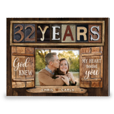 Loving 32 Years Anniversary Gift Window Frame Personalized Canvas Photo Print For Couple