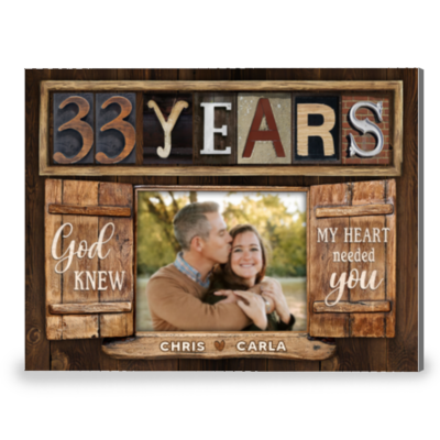 Loving 33 Years Anniversary Gift Window Frame Personalized Canvas Photo Print For Couple