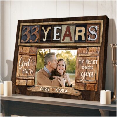 Loving 33 Years Anniversary Gift Window Frame Personalized Canvas Photo Print For Couple