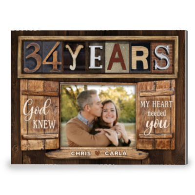 Loving 34 Years Anniversary Gift Window Frame Canvas Photo Print