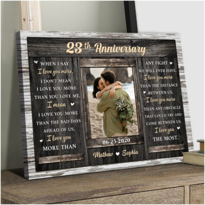 23rd Wedding Gift For Couple Custom Photo Canvas Wall Art