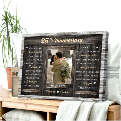 Happy 25th Anniversary Gift For Couple Custom Photo Canvas Wall Art