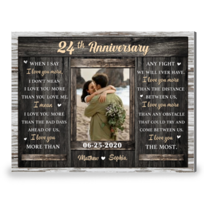 Special 24th Anniversary Gift For Couple Custom Photo Canvas Wall Art
