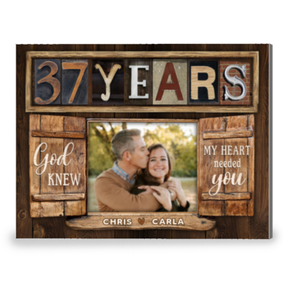 Loving 37 Years Anniversary Gift Window Frame Canvas Photo Print