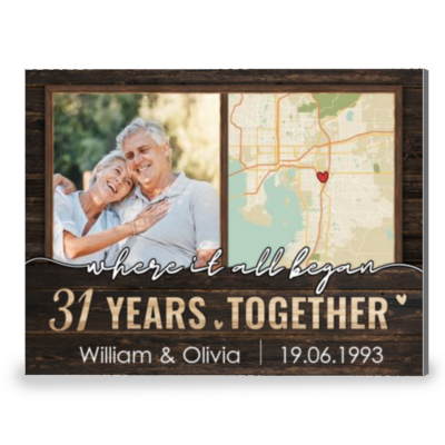 Where It All Began 31 Years Anniversary And City Map Canvas Print