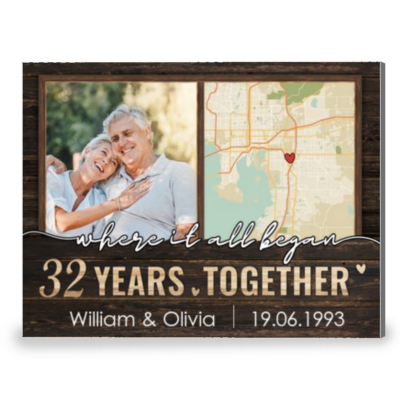 Where It All Began 32 Years Anniversary And City Map Canvas Print