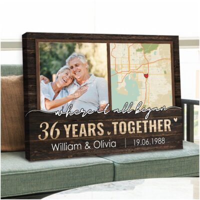 Where It All Began 36 Years Anniversary And City Map Canvas Print