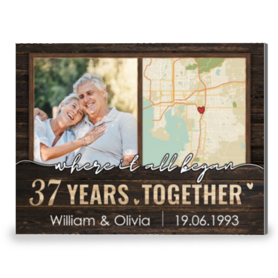 Where It All Began 37 Years Anniversary And City Map Canvas Print