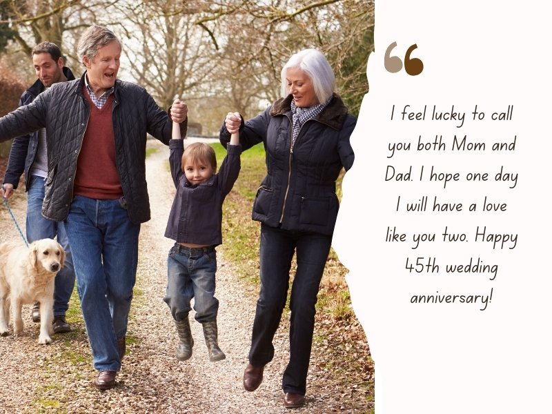 Touching 45th wedding anniversary quotes for parents