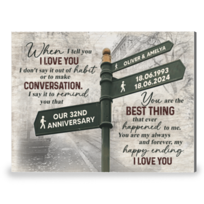 Street Sign Custom Names 32nd Anniversary Canvas Print