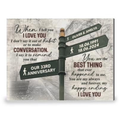 Street Sign Custom Names 33rd Anniversary Canvas Print