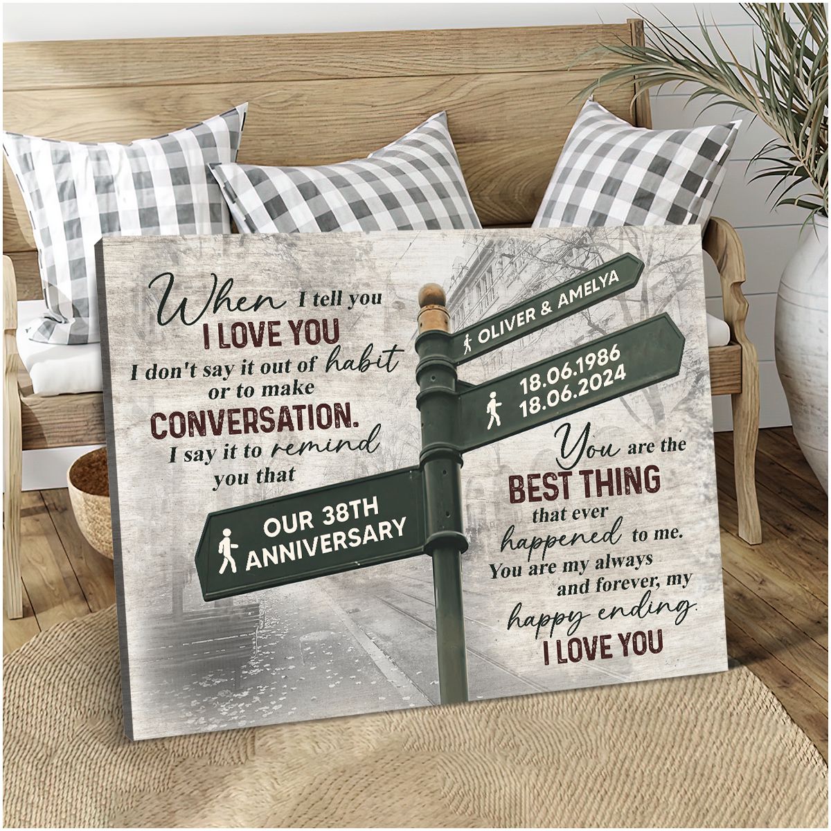 AAzaqTin-God Bless Personalized Name Vintage Street Sign Canvas Poster Face Jesus Pray Custom Intersection Poster Wall Art Gift For Wedding Anniversa