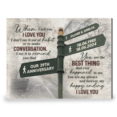 Street Sign Custom Names 39th Anniversary Canvas Print