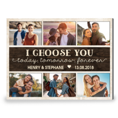 I Choose You Custom Photo Anniversary Canvas Print Gift For Couple