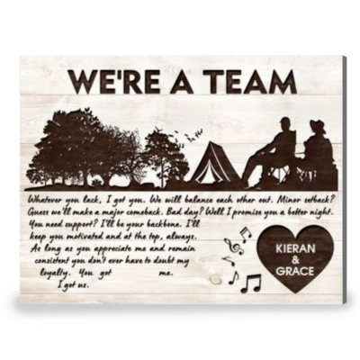 We're A Team Gift For Couples Who Love Camping Canvas Wall Art