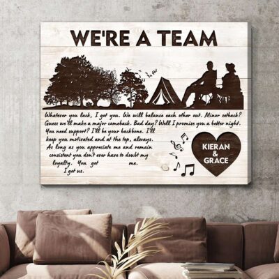 We're A Team Gift For Couples Who Love Camping Canvas Wall Art