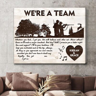 We're A Team Gift For Couples Who Love Hunting Canvas Wall Art