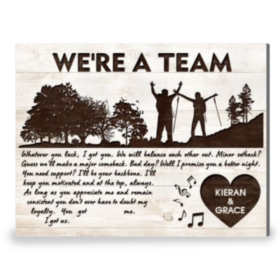 We're A Team Gift For Couples Who Love Hiking Canvas Wall Art