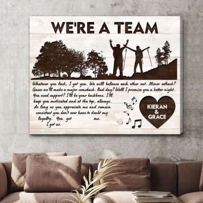 We're A Team Gift For Couples Who Love Hiking Canvas Wall Art