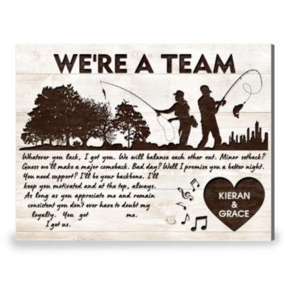 We're A Team Gift For Couples Who Love Fishing Canvas Wall Art