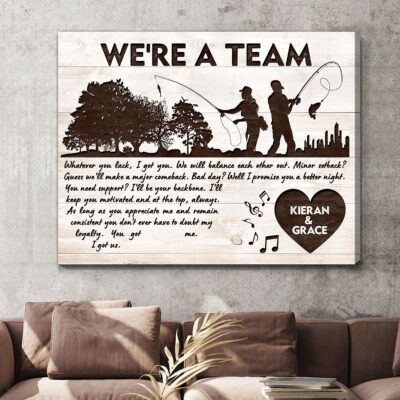 We're A Team Gift For Couples Who Love Fishing Canvas Wall Art