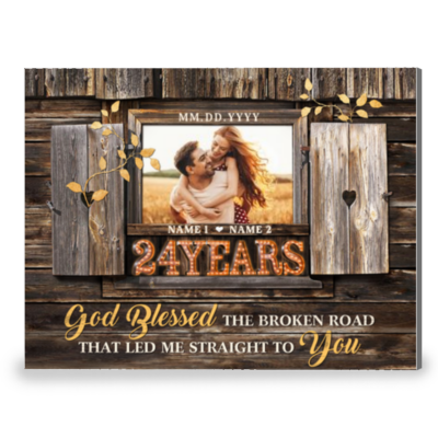 24 Years Anniversary God Blessed The Broken Road Custom Canvas Prints