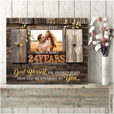 24 Years Anniversary God Blessed The Broken Road Custom Canvas Prints