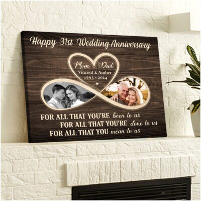 Everlasting Love Happy 31st Wedding Anniversary Canvas Print Gift For Mom And Dad