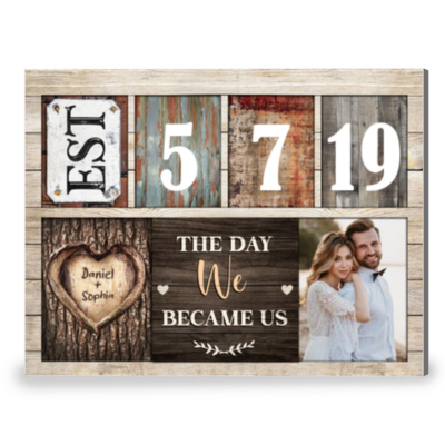 Custom Established Year Canvas Photo Prints Gift For Couple