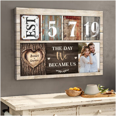 Custom Established Year Canvas Photo Prints Gift For Couple
