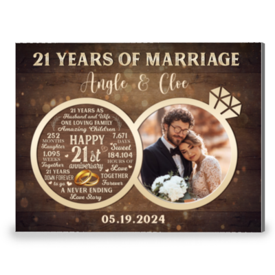 21st Wedding Gift For Couple Time Counting Canvas Photo Prints