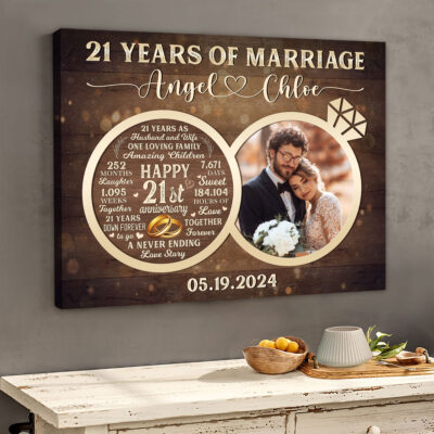 21st Wedding Gift For Couple Time Counting Canvas Photo Prints