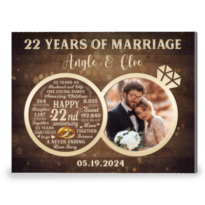 22nd Wedding Gift For Couple Time Counting Canvas Photo Prints