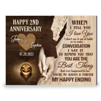 Happy 2nd Wedding Anniversary Canvas Print Meaningful Gift For Couple