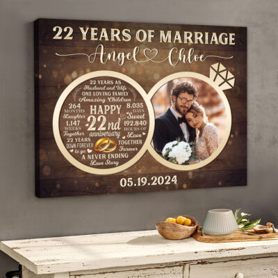 22nd Wedding Gift For Couple Time Counting Canvas Photo Prints