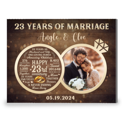 23rd Wedding Gift For Couple Time Counting Canvas Photo Prints