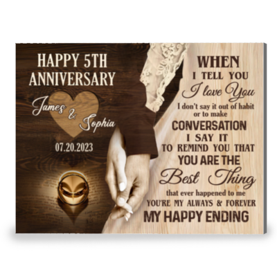 Happy 5th Wedding Anniversary Canvas Print Meaningful Gift For Couple