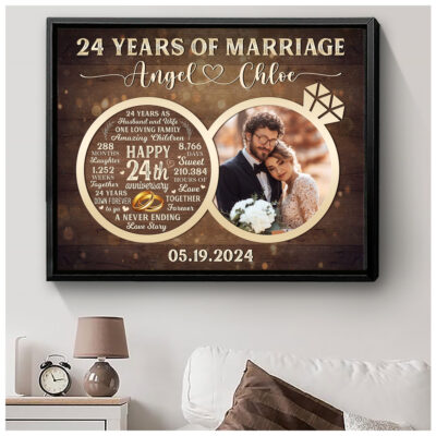 24th Wedding Gift For Couple Time Counting Canvas Photo Prints