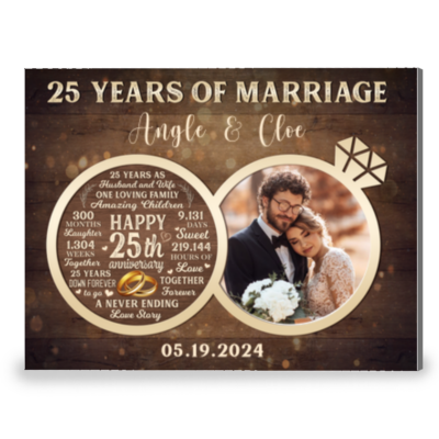 25th Wedding Gift For Couple Time Counting Canvas Photo Prints