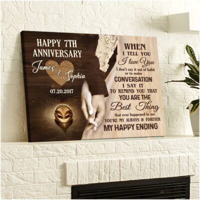 Happy 7th Wedding Anniversary Canvas Print Meaningful Gift For Couple