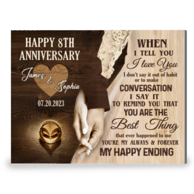 Happy 8th Wedding Anniversary Canvas Print Meaningful Gift For Couple
