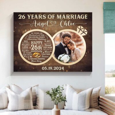 26th Wedding Gift For Couple Time Counting Canvas Photo Prints