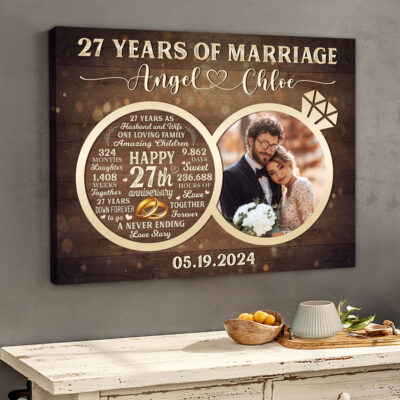 27th Wedding Gift For Couple Time Counting Canvas Photo Prints