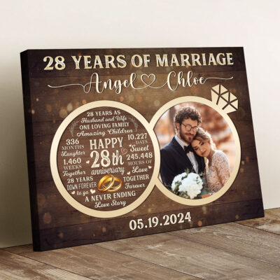 28th Wedding Gift For Couple Time Counting Canvas Photo Prints