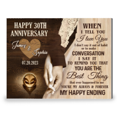 Happy 30th Wedding Anniversary Canvas Print Meaningful Gift For Couple