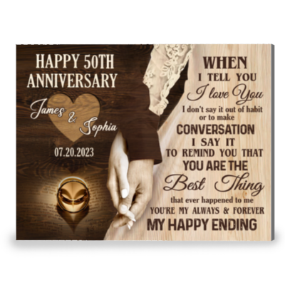 Happy 50th Wedding Anniversary Canvas Print Meaningful Gift For Couple